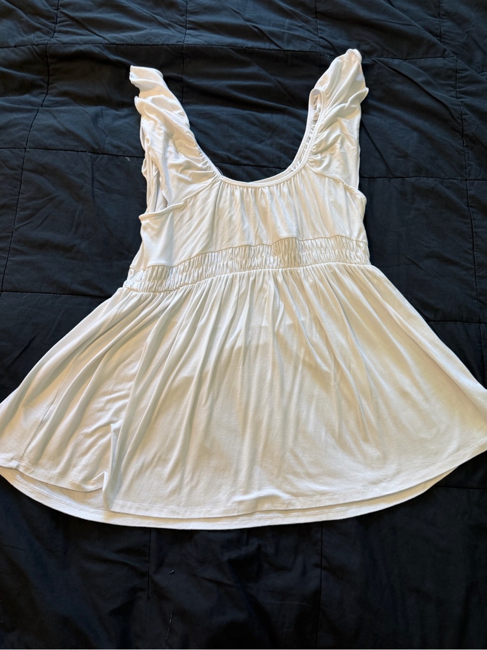 Torrid Women's Super Soft White Scoop Neck Peplum Tunic Top - Picture 2 of 5